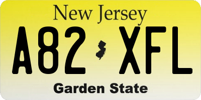 NJ license plate A82XFL
