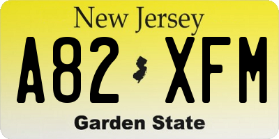 NJ license plate A82XFM