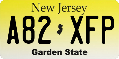 NJ license plate A82XFP