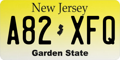 NJ license plate A82XFQ