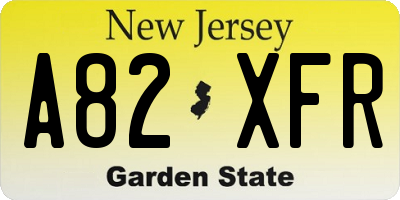 NJ license plate A82XFR