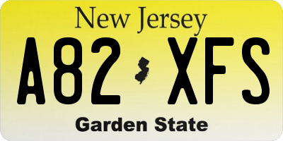 NJ license plate A82XFS