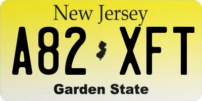 NJ license plate A82XFT