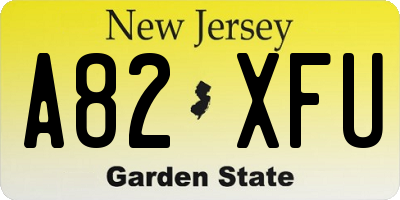 NJ license plate A82XFU