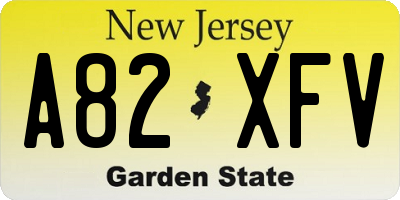NJ license plate A82XFV