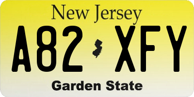 NJ license plate A82XFY