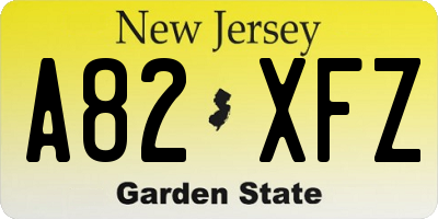 NJ license plate A82XFZ