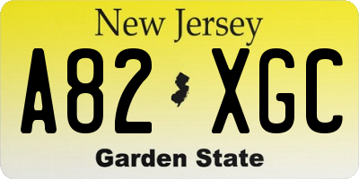 NJ license plate A82XGC