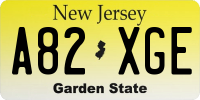 NJ license plate A82XGE