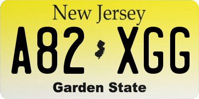 NJ license plate A82XGG