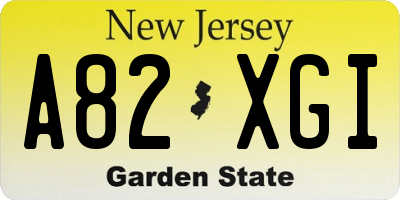 NJ license plate A82XGI