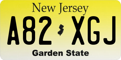 NJ license plate A82XGJ