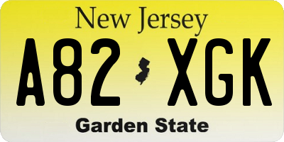 NJ license plate A82XGK