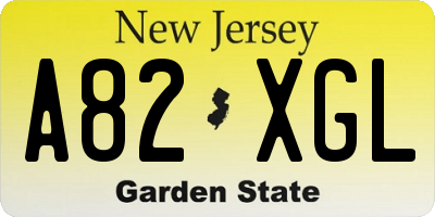 NJ license plate A82XGL