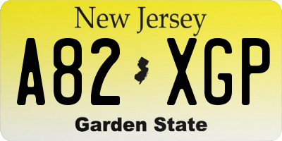 NJ license plate A82XGP