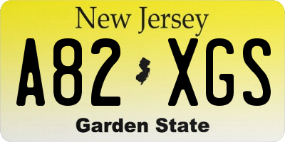 NJ license plate A82XGS