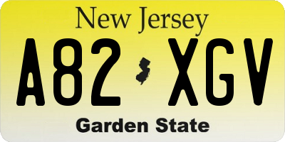 NJ license plate A82XGV