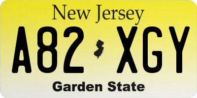 NJ license plate A82XGY
