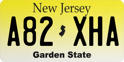 NJ license plate A82XHA