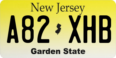 NJ license plate A82XHB