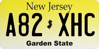 NJ license plate A82XHC