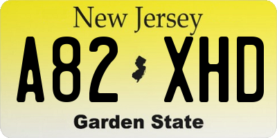 NJ license plate A82XHD