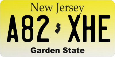 NJ license plate A82XHE