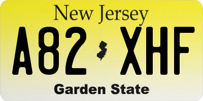 NJ license plate A82XHF