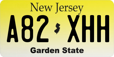 NJ license plate A82XHH