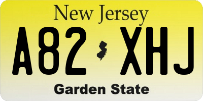 NJ license plate A82XHJ