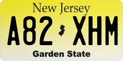 NJ license plate A82XHM