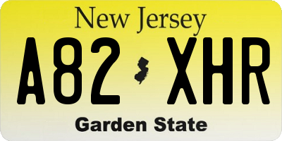 NJ license plate A82XHR