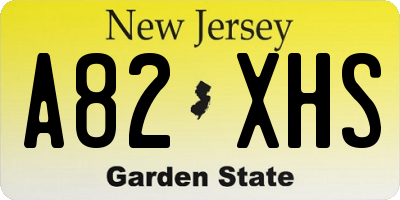 NJ license plate A82XHS