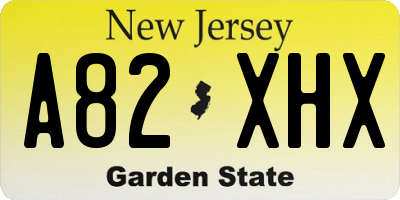NJ license plate A82XHX