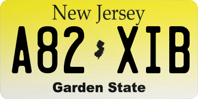 NJ license plate A82XIB