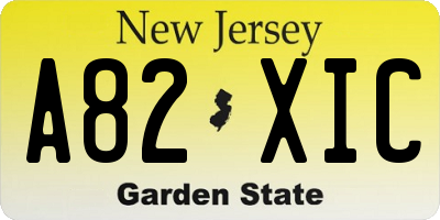 NJ license plate A82XIC