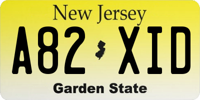 NJ license plate A82XID