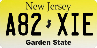 NJ license plate A82XIE