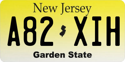 NJ license plate A82XIH