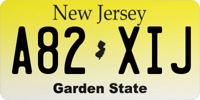 NJ license plate A82XIJ