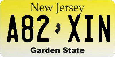 NJ license plate A82XIN