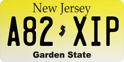 NJ license plate A82XIP