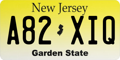 NJ license plate A82XIQ