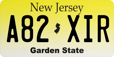 NJ license plate A82XIR