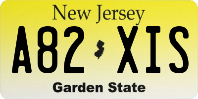 NJ license plate A82XIS