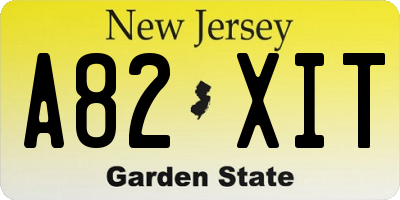 NJ license plate A82XIT