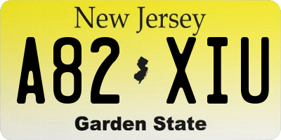 NJ license plate A82XIU