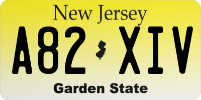 NJ license plate A82XIV