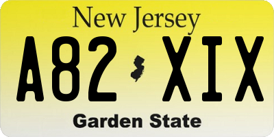 NJ license plate A82XIX