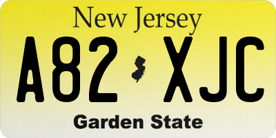 NJ license plate A82XJC